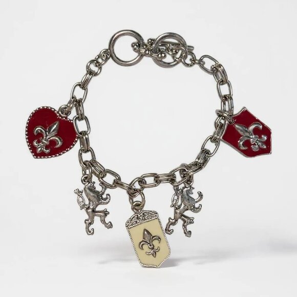 New Orleans Fleur De Lis Charms Toggle Clasp Bracelet - Picture 1 of 1